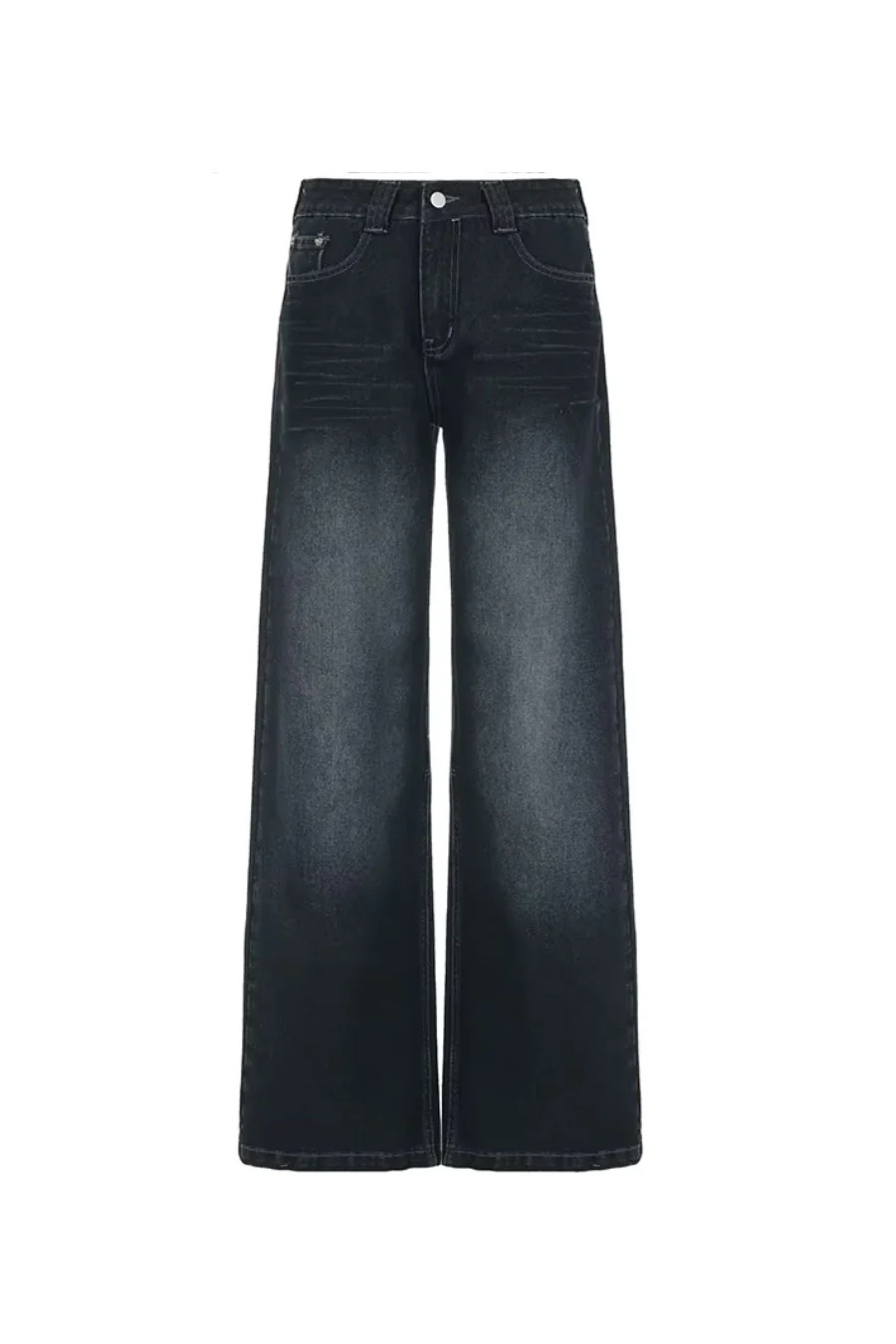 2000s Low-Rise Loose Wide Leg Dark Wash Denim Pants - Image 6