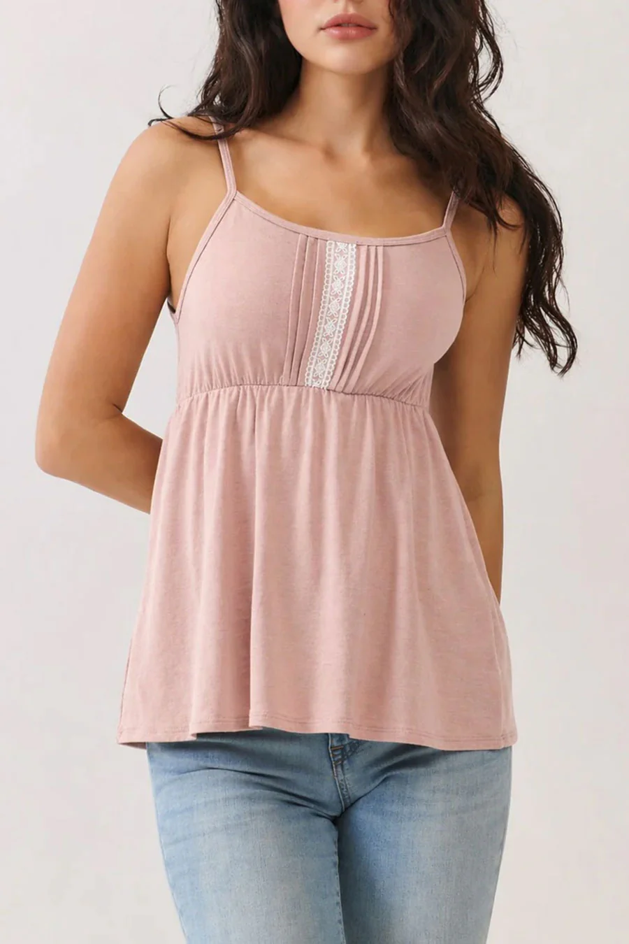 2000s Pleated Lace Trim Babydoll Cami Top - Image 3