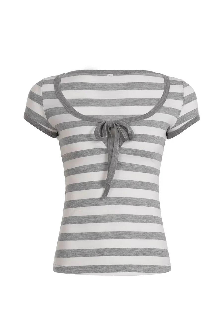 2000s Y2K Grunge Style Stripped Scoop Neck Short Sleeve Top - Image 5
