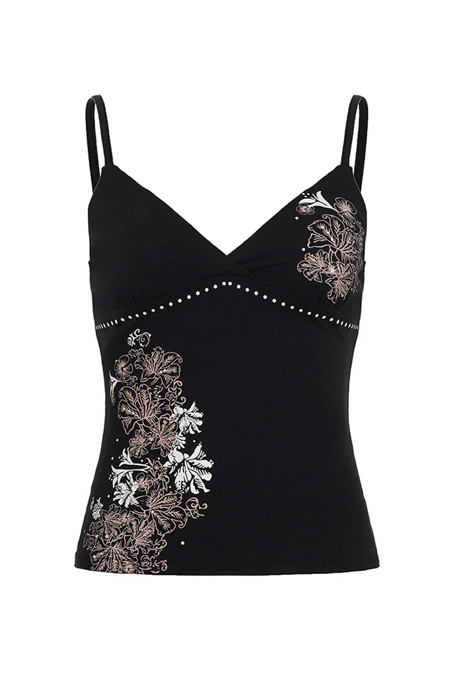 2000s Vintage Floral Print Deep V-Neck Cami Top - Image 5