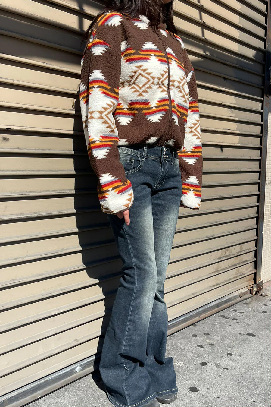 Aztec Printed Sherpa Full Zip Jacket - Image 2