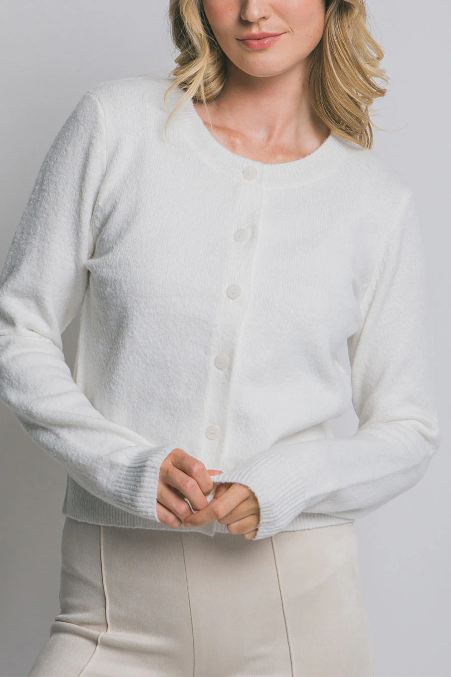 Basic Crew Neck Button-Up Sweater Cardigan - Image 15