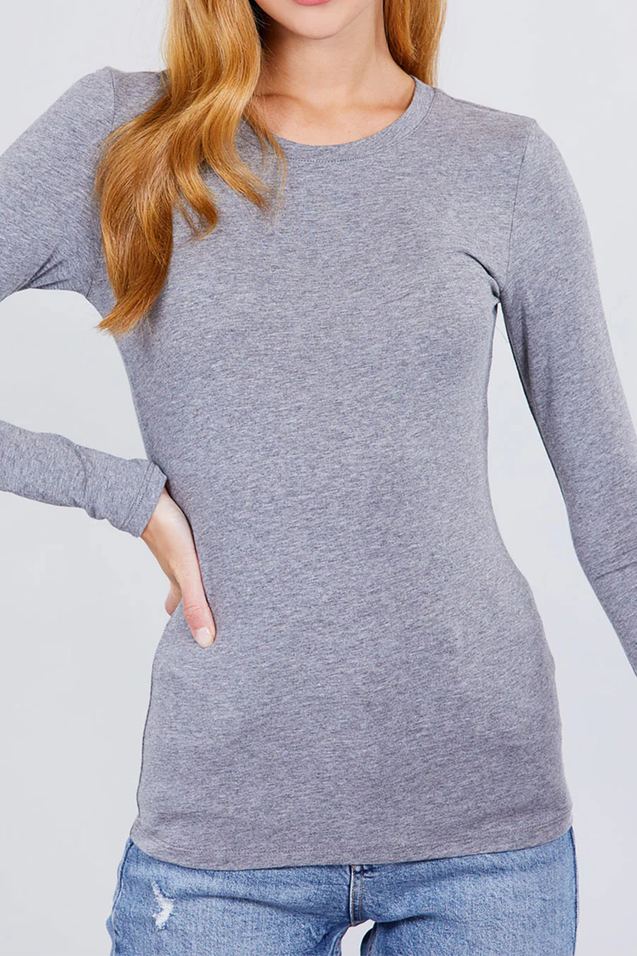 Basic Crew Neck Cotton Jersey T-Shirt Top - Image 20