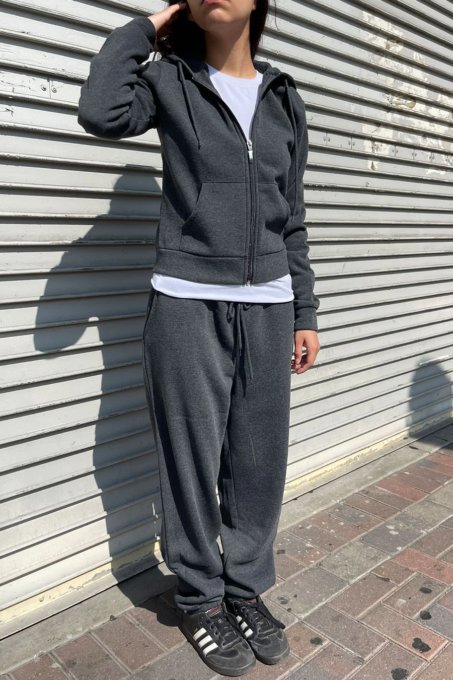 Basic Fleece Zip Up Long Sleeve Hoodie Jacket with Kangaroo Pocket - Image 8