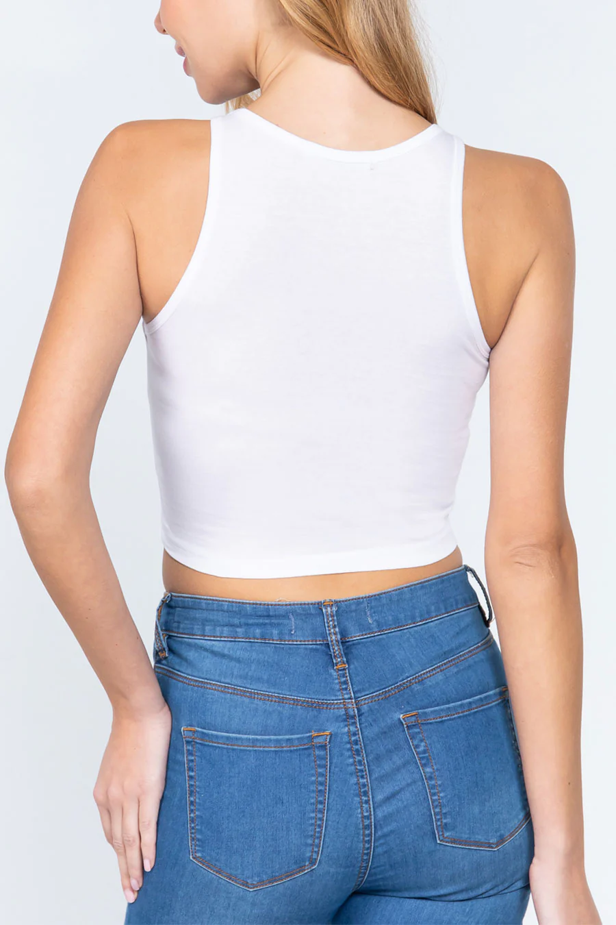 Basic Halter Neck Cotton Crop Top - Image 6