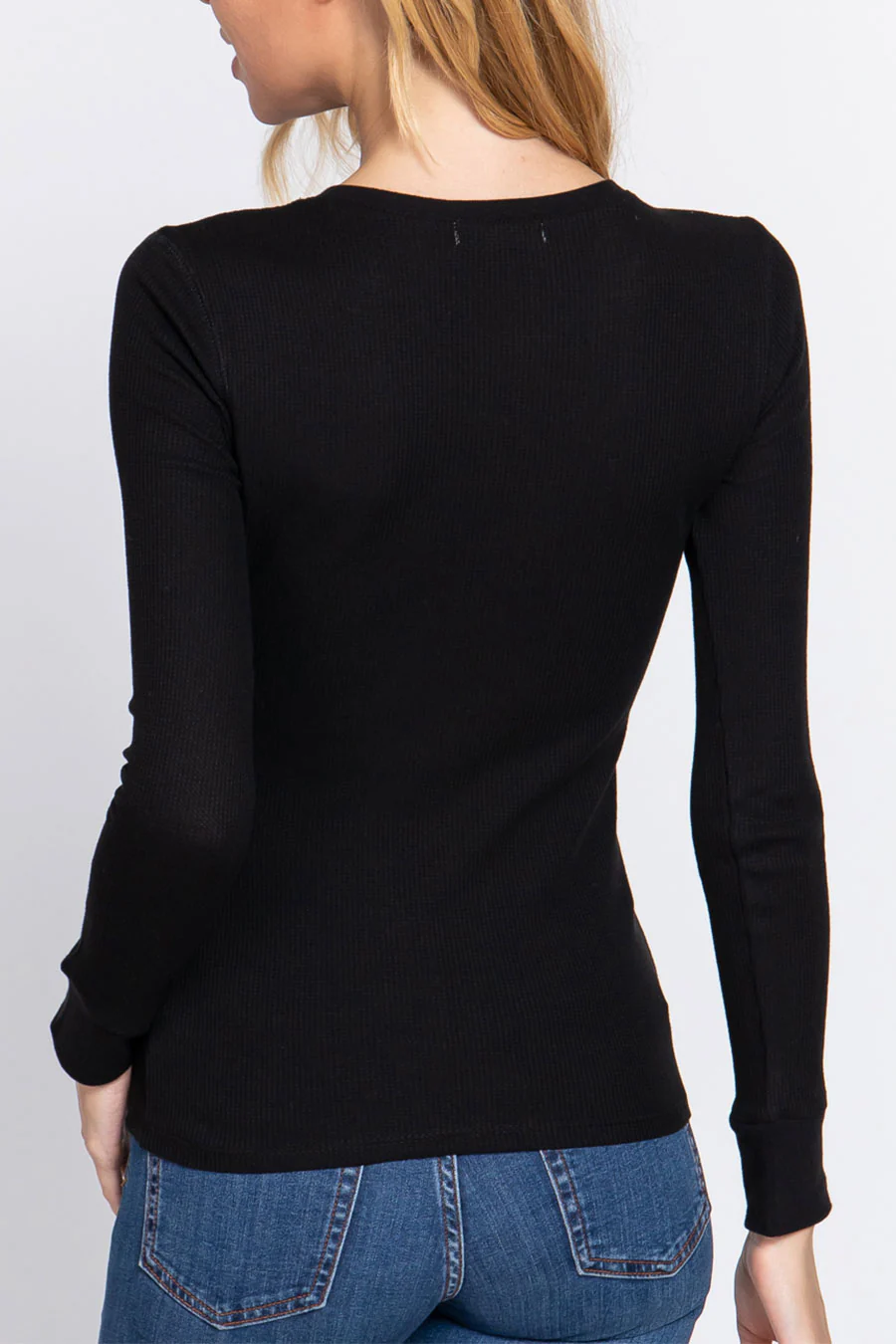 Basic Long Sleeve Henley Thermal Top - Image 12