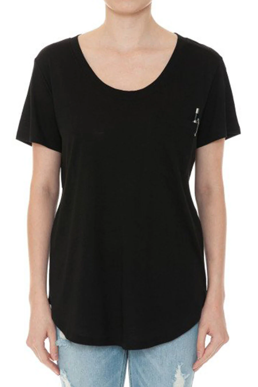 Basic Oversized Round Neck Short Sleeve T-Shirt with Front Pocket - Image 3