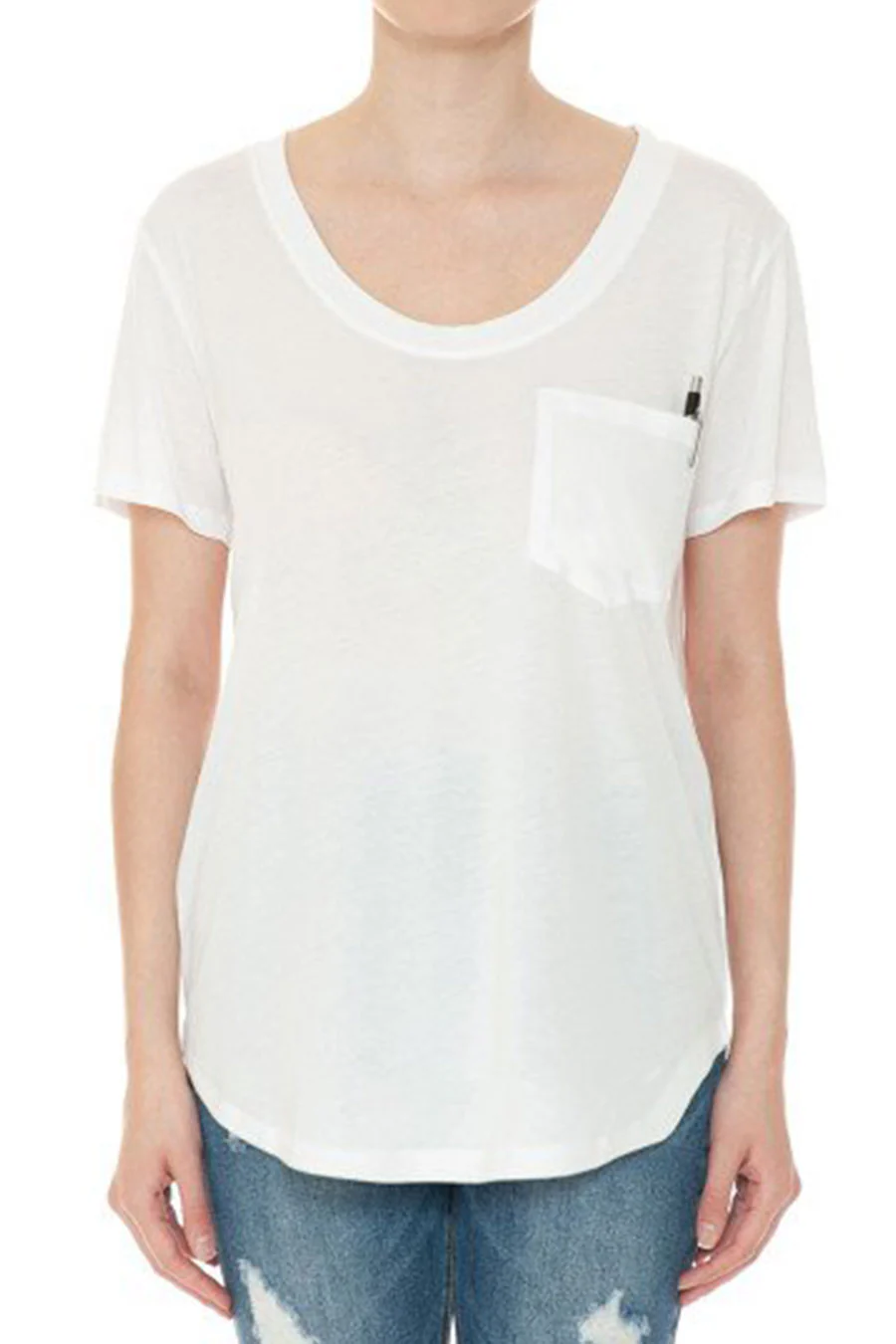 Basic Oversized Round Neck Short Sleeve T-Shirt with Front Pocket - Image 4