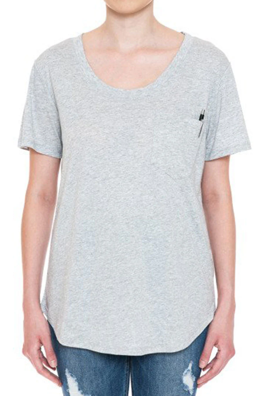 Basic Oversized Round Neck Short Sleeve T-Shirt with Front Pocket - Image 5