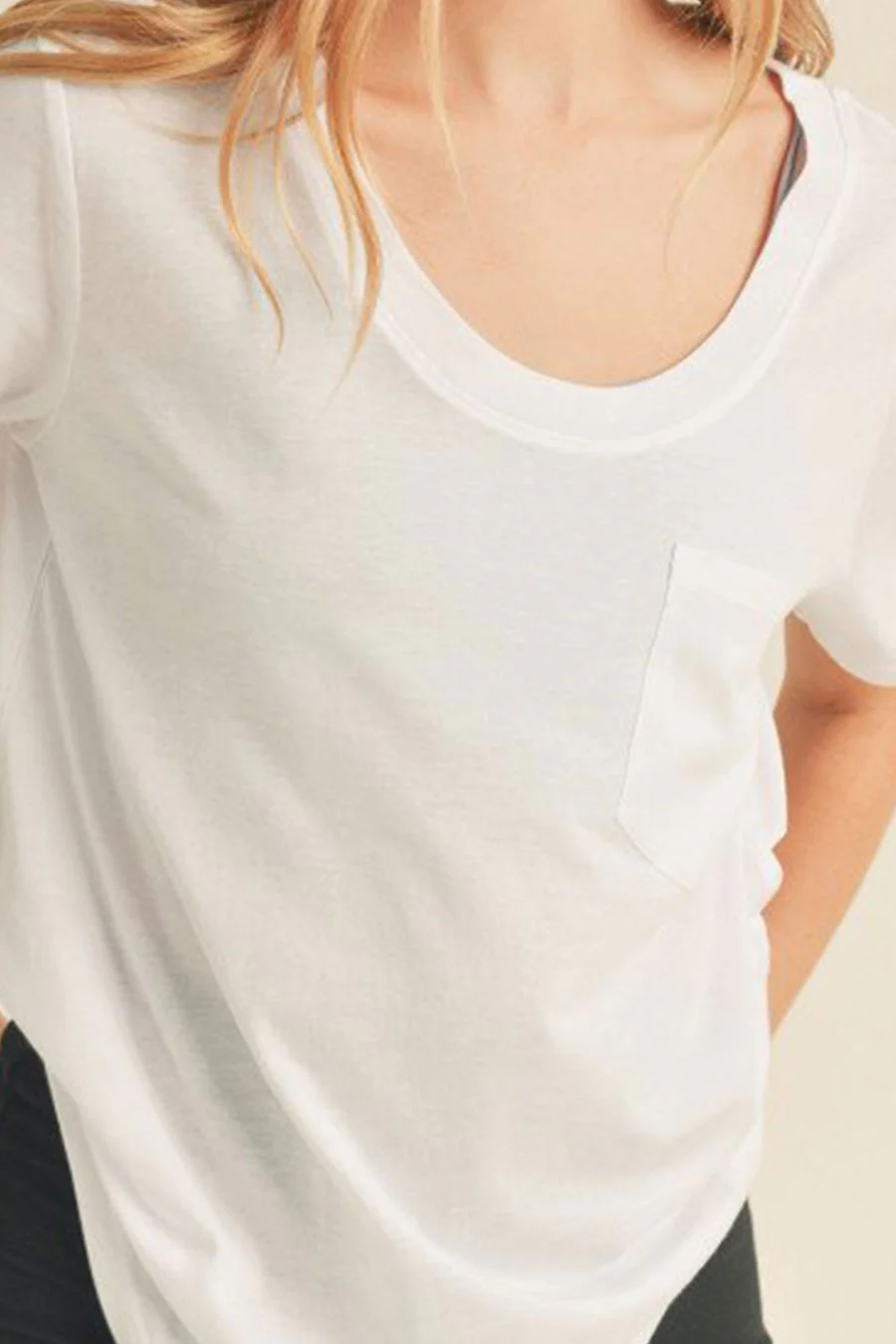 Basic Oversized Round Neck Short Sleeve T-Shirt with Front Pocket - Image 7