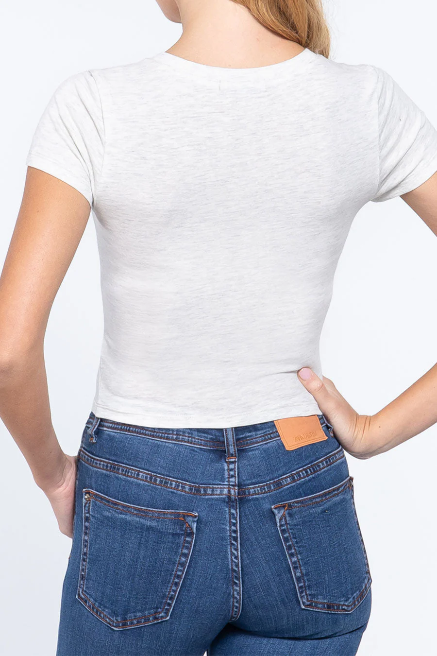 Basic Short Sleeve Crew Neck Crop Top - Image 9