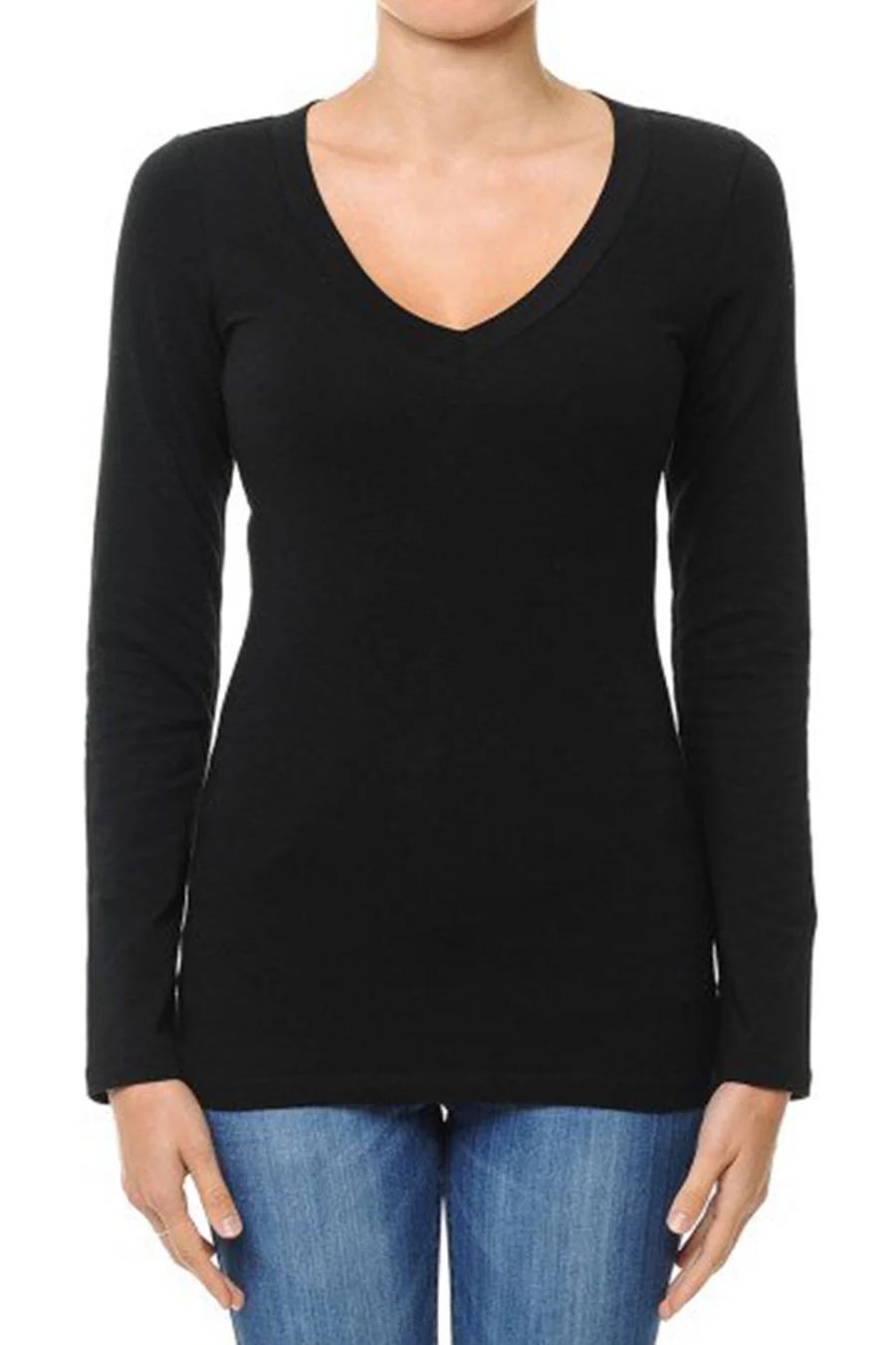 Basic V-Neck Long Sleeve Top - Image 8