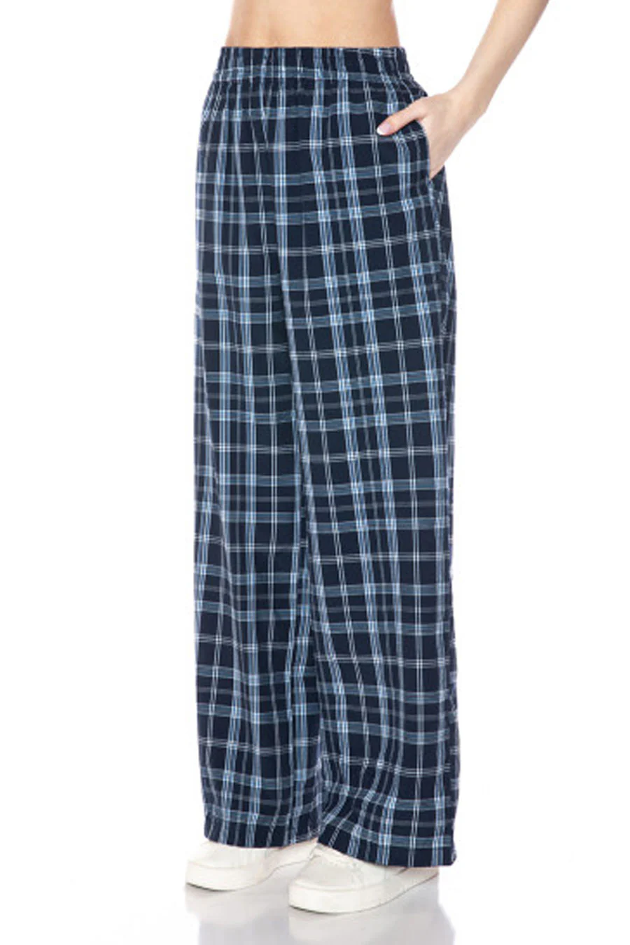 Basic Yarn-Dyed Plaid Pajama Pants with Side Pockets - Image 6