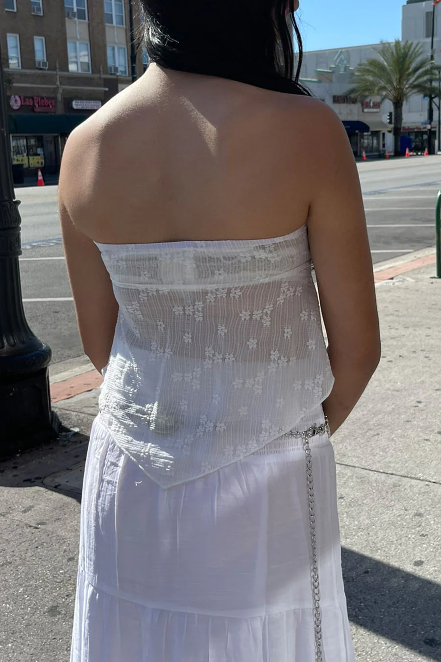 Bohemian Textured Flowy Tube Top with Front-Twist Tie - Image 4