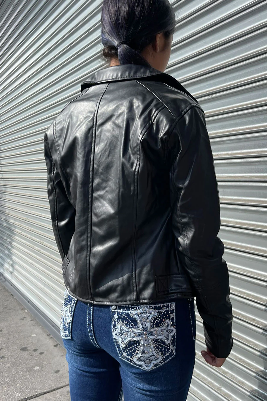 Faux Leather Biker Jacket - Image 4