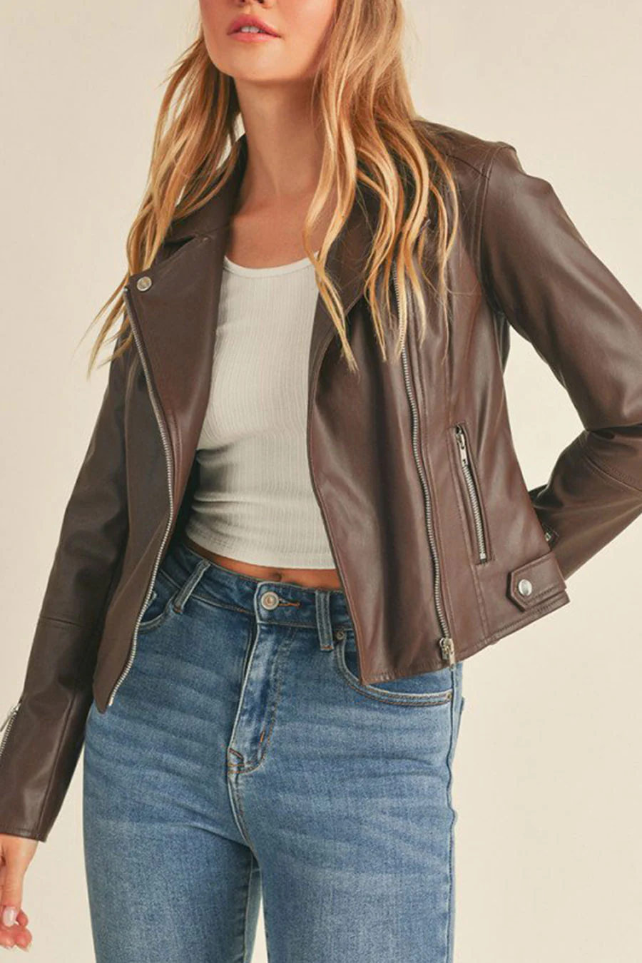 Faux Leather Biker Jacket - Image 9