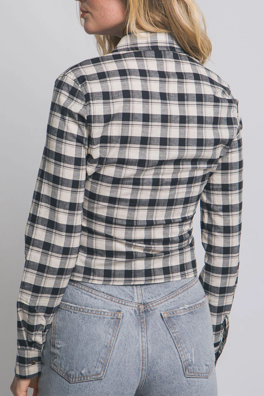 Downtown Girl Fitted Button-Up Plaid Shirt - Image 8