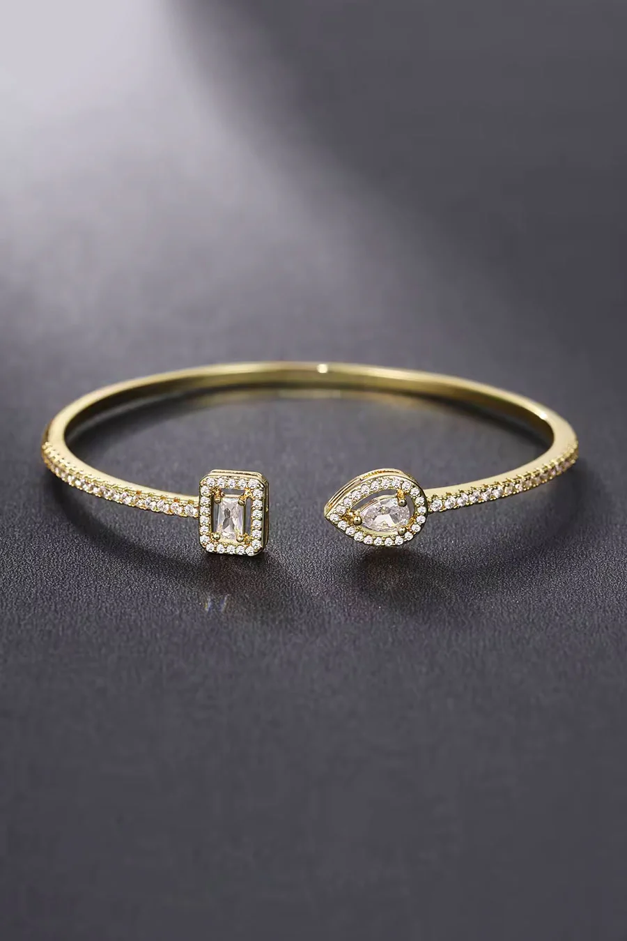 Gold Color Crystal Water Drop Cuff Bracelet - Image 2