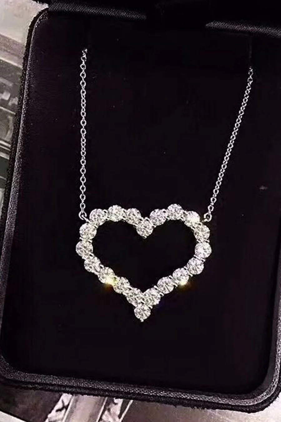 Silver Plated Crystal Heart Pendant Necklace