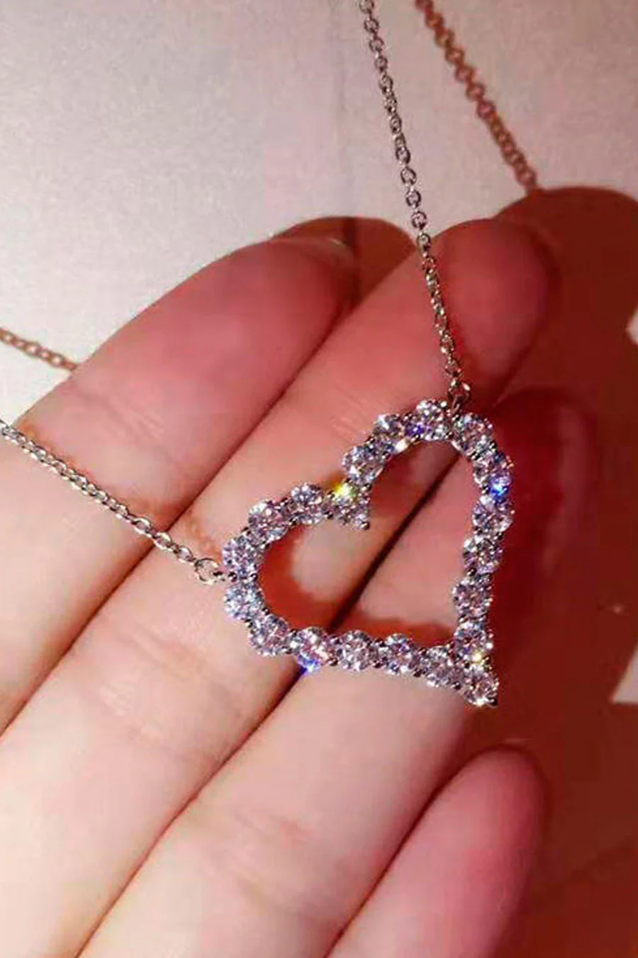 Silver Plated Crystal Heart Pendant Necklace - Image 4