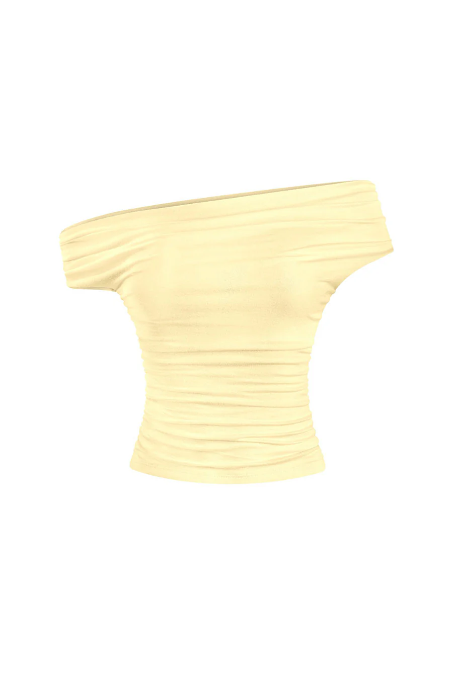 Tresser™ Asymmetrical Off Shoulder Ruched Crop Top (Double-Layer) - Image 11