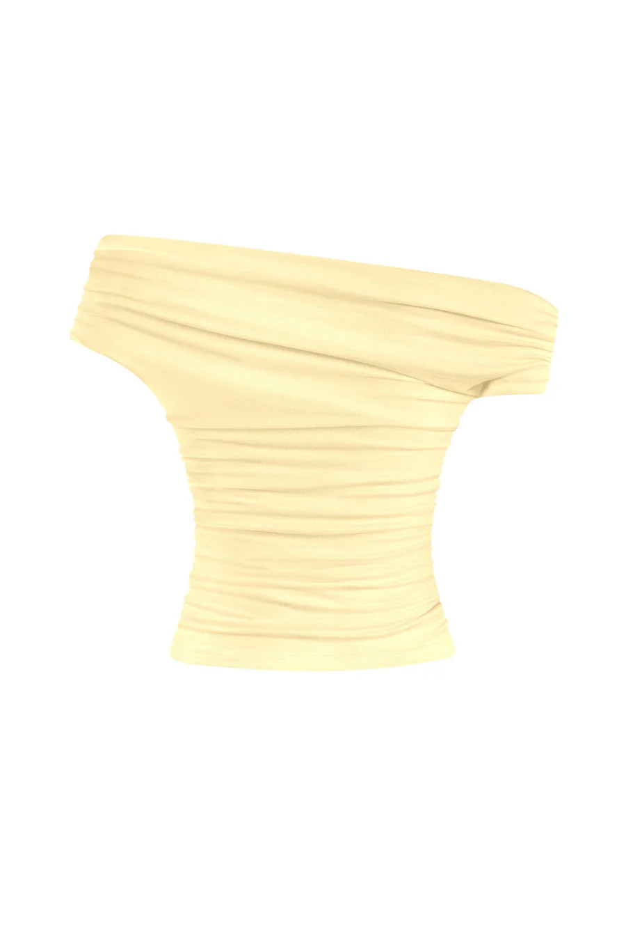 Tresser™ Asymmetrical Off Shoulder Ruched Crop Top (Double-Layer) - Image 12