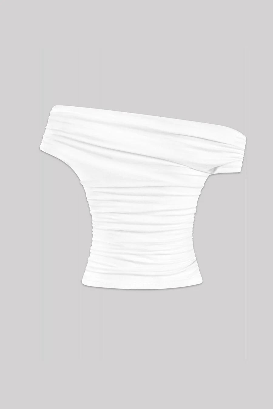 Tresser™ Asymmetrical Off Shoulder Ruched Crop Top (Double-Layer) - Image 16