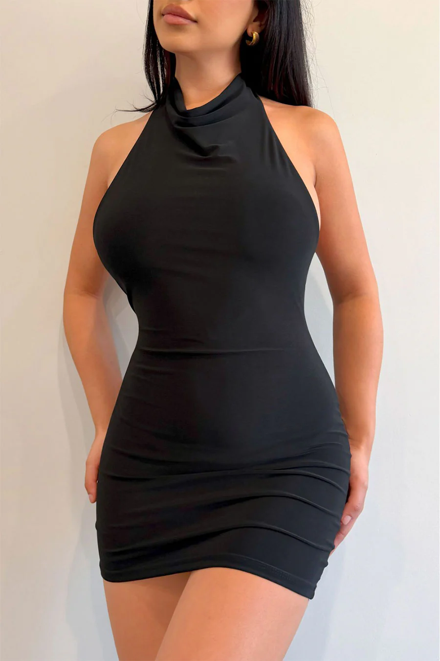Tresser™ Sleeveless Halter Open Back Mini Bodycon Dress