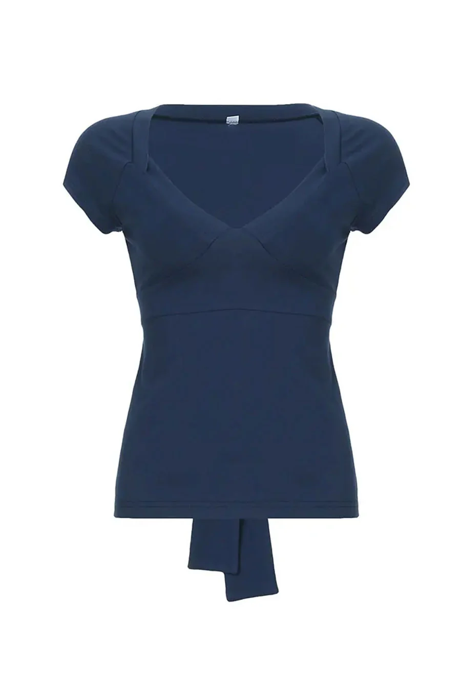 Y2K 2000s Plunging V-Neck Flowy Top with Back Tie - Image 5