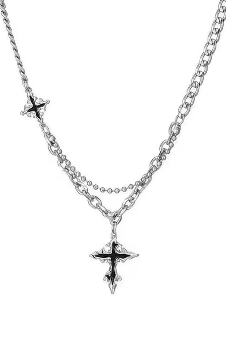 Y2K Gothic Steel Cross Chain Necklace
