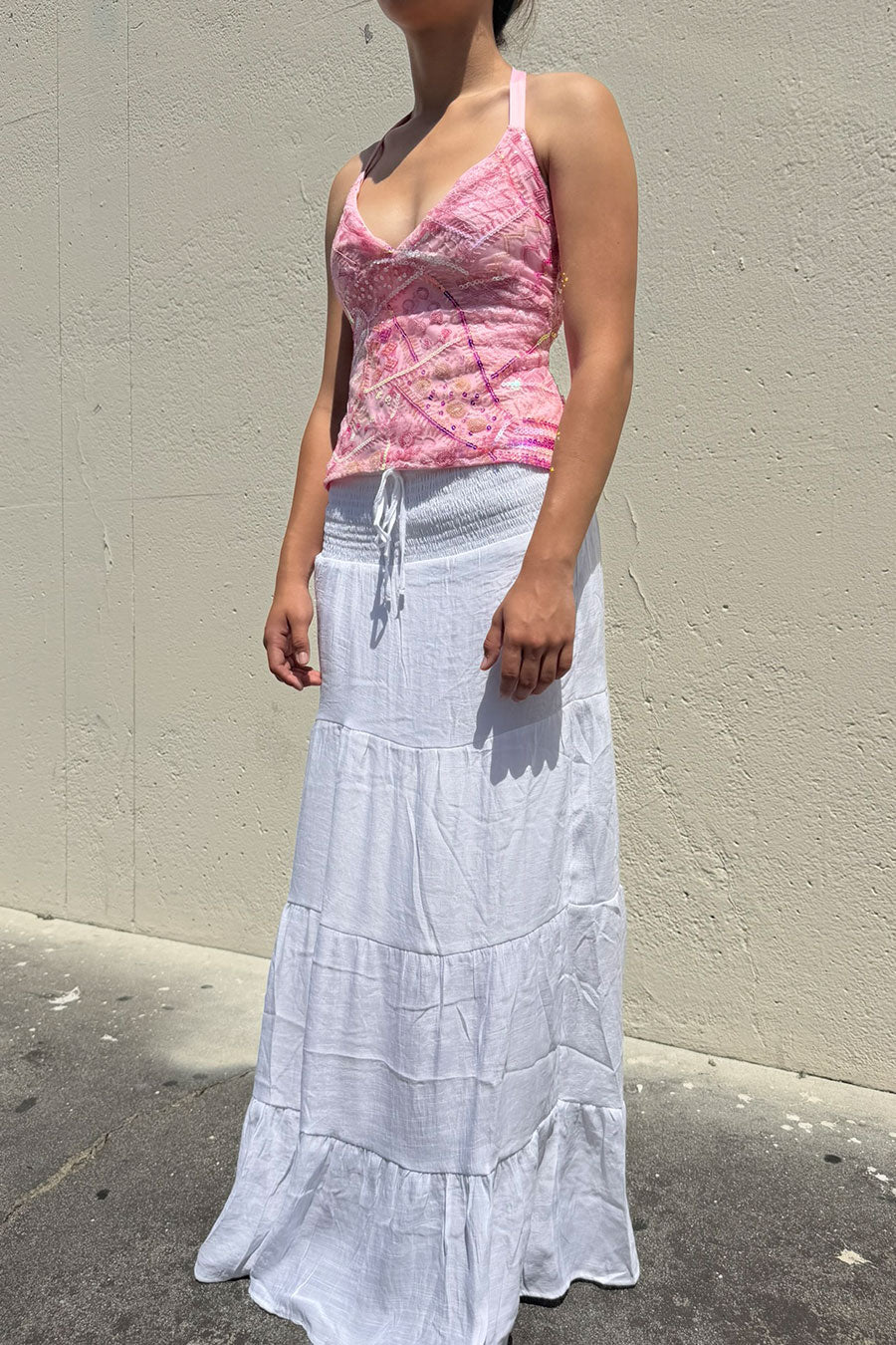 Y2K Vintage Boho Style Sequin V-Neck Top with Tie Back - Image 8